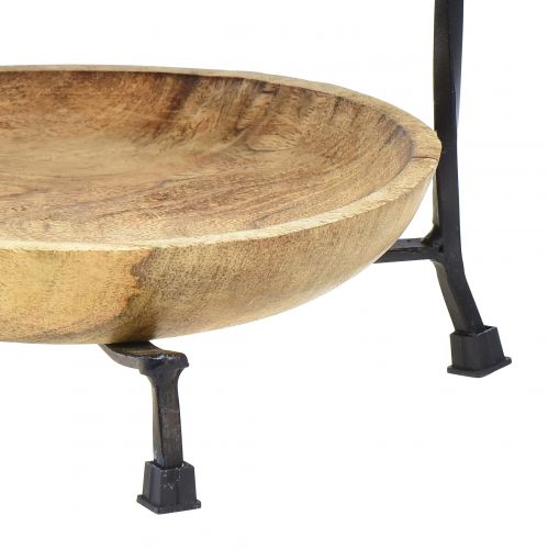 Floristik24 Dviejų pakopų tortų stovas, medis, natūralus metalas, juodas, Ø19 cm H40 cm