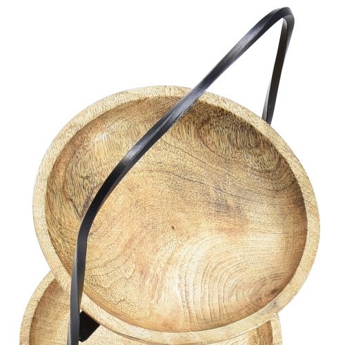 Floristik24 Dviejų pakopų tortų stovas, medis, natūralus metalas, juodas, Ø19 cm H40 cm