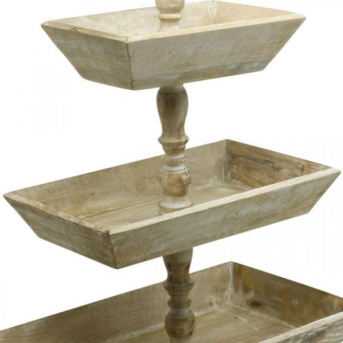 Floristik24 Tortų stovas didelis balinto medžio stalo dekoravimas vitrinos apdaila 62x50x31cm