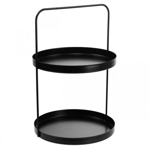 Tortų stovas dekoratyvinis padėklas stalo lentyna metalinė juoda H30cm Ø20cm