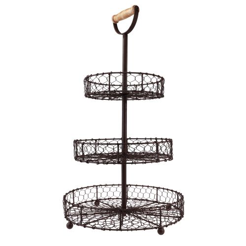 Floristik24 Vintage etagere metalo ruda 3 pakopų Ø28.5cm H53cm
