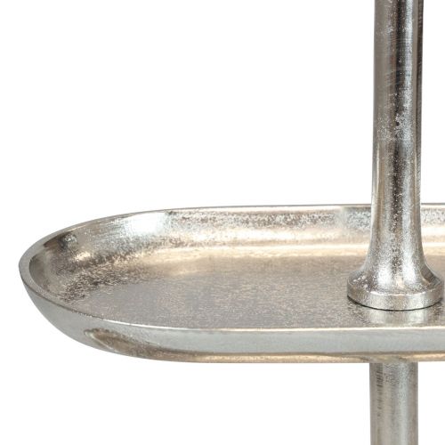 Floristik24 Tortų stovas vintažinio metalo sidabro stalo dekoravimas 2 pakopų 52×16×39cm