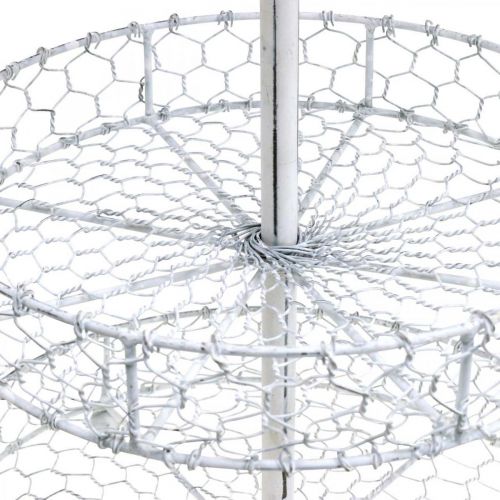 Floristik24 Tortų stovas iš grotelių krepšelių, metalinė apdaila skalbta balta Shabby Chic H54cm Ø30/25/20cm