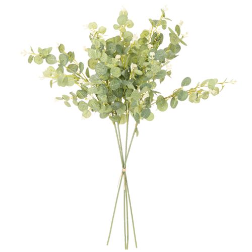 Dirbtinė eukalipto šakelė su apvaliais lapais, 75 cm, 4 vnt. | Floristik24.lt