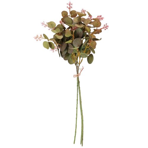 daiktų Dirbtinės eukalipto šakelės su rožiniais žiedais, 45 cm, 3 vnt.
