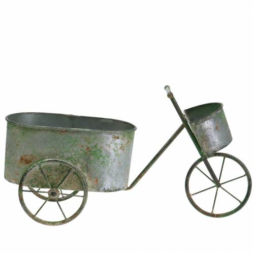 Floristik24 Gėlių vazonas dviratis cinko pilkas, žalias 40 × 14 × 21 cm