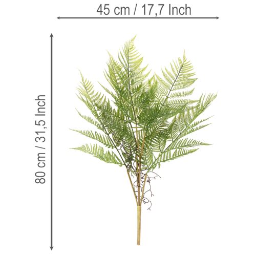 Dirbtinė paparčio šakelė, dekoratyvinis žalias augalas gėlių kompozicijoms, 80 cm | Floristik24.lt
