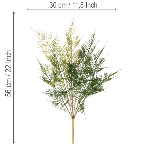 Dirbtinė paparčio šakos dekoracija, žalia, tikroviška, 56 cm | Floristik24.lt