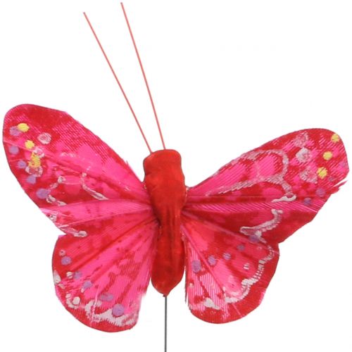 Floristik24 Plunksninis drugelis oranžinis-raudonas 5cm 24vnt