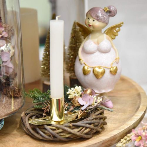 daiktų Žvakidė ant spyruoklės, metalinė dekoracija, žvakidė, Advento puošmena auksinė Ø2.2cm L13cm 4vnt.