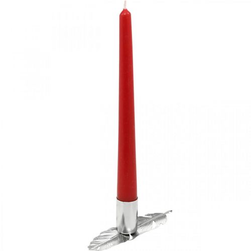 Floristik24 Plunksnos su žvakidėliu, metalinės spyruoklės, žvakidė sidabrinė Ø2.2cm L13cm 4vnt.