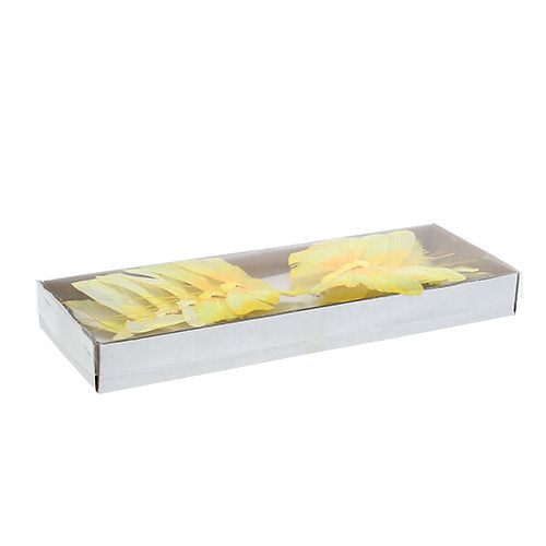 Floristik24 Plunksninis drugelis 10cm geltonas 12vnt