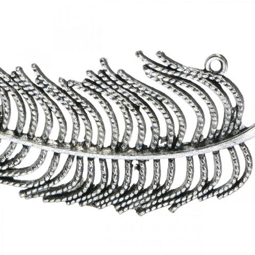 Floristik24 Plunksnos dekoravimui, išsklaidytos dekoracijos, metalinės plunksnos, papuošalų gamyba sidabras L8cm 10vnt