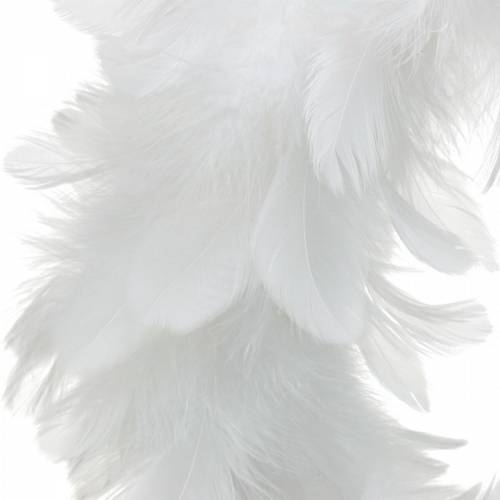 daiktų Velykų puošmenų plunksnų vainikas didelis baltas Ø24cm tikros plunksnos