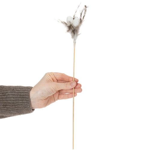 daiktų Plunksnų šakelių dekoratyviniai kuolai su natūraliomis plunksnomis, Velykų puošmena elegantiškoms kompozicijoms, 37 cm, 12 vnt.