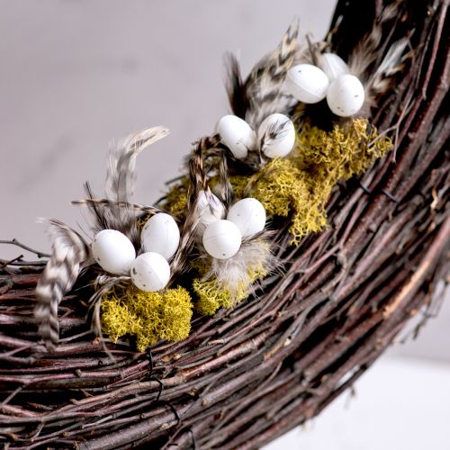 daiktų Plunksnų šakelių dekoratyviniai kuolai su natūraliomis plunksnomis, Velykų puošmena elegantiškoms kompozicijoms, 37 cm, 12 vnt.