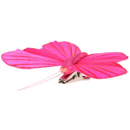 Floristik24 Spalvingas plunksnos drugelis ant segtuko 6cm 12vnt