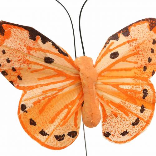 Floristik24 Drugelis geltonai oranžinis ant vielos 7 cm viela 24 vnt