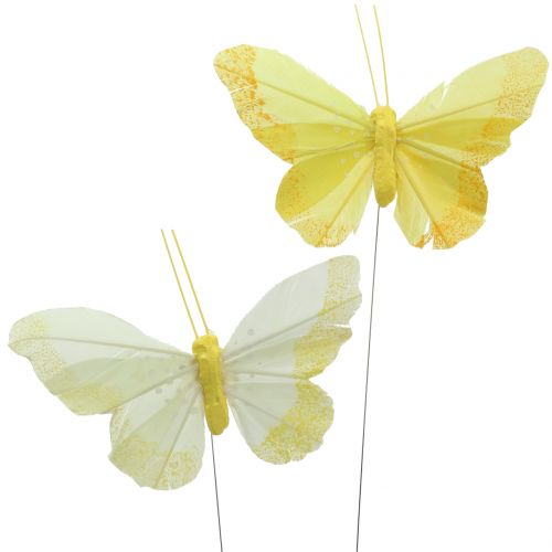 Floristik24 Plunksniniai drugeliai geltoni 8,5cm 12vnt