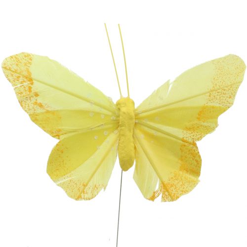 Floristik24 Plunksniniai drugeliai geltoni 8,5cm 12vnt