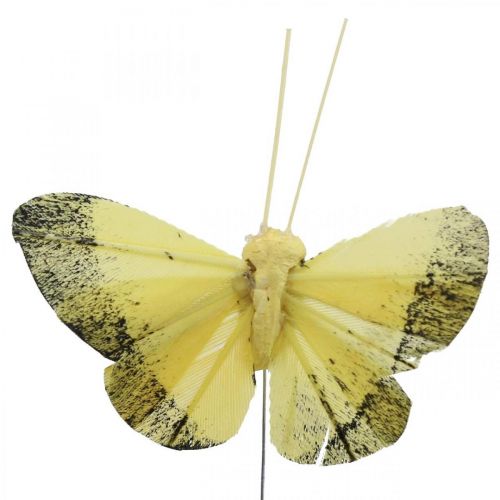 daiktų Plunksninis drugelis ant vielos 5cm oranžinis, geltonas 24vnt