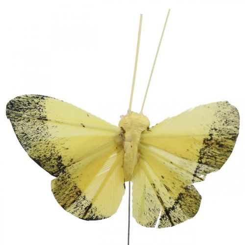 daiktų Plunksninis drugelis ant vielos 5cm oranžinis, geltonas 24 vnt