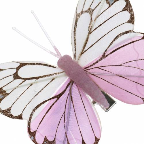 daiktų Plunksna drugelis rožinė ant segtuko 6cm 10 vnt