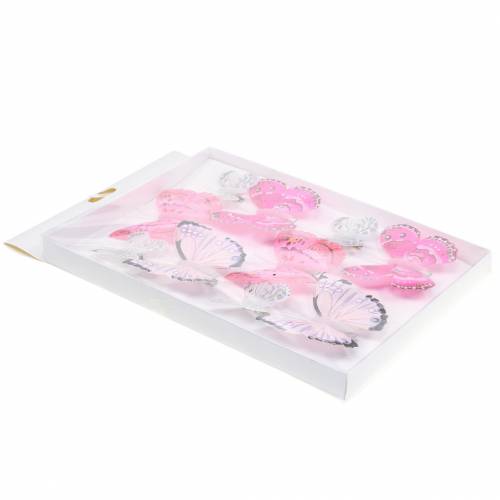 Floristik24 Drugelis ant segtuko rožinis 6cm 10 vnt