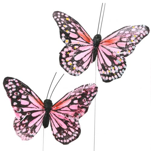 Floristik24 Drugelis ant vielos rožinis 11cm 12vnt