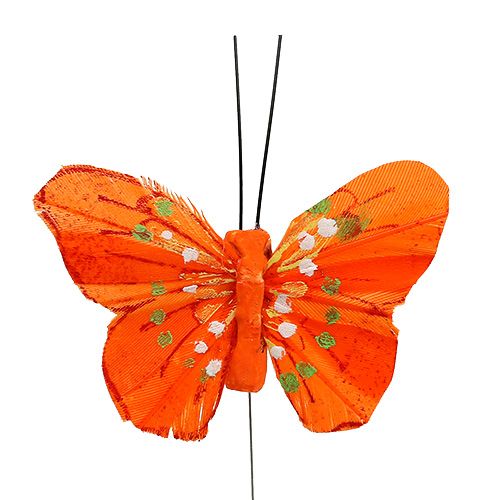 daiktų Plunksniniai drugeliai 6cm geltoni, oranžiniai 24vnt