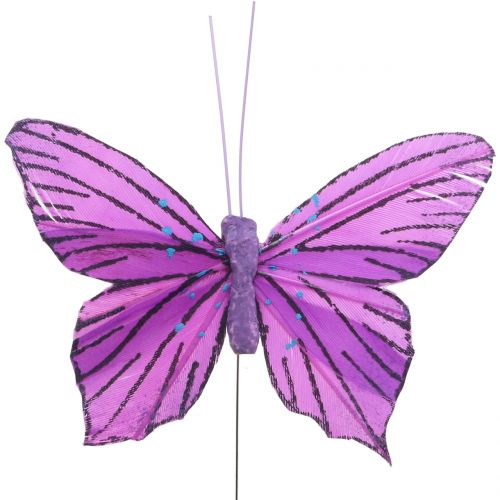 Floristik24 Plunksniniai drugeliai violetiniai 8,5cm 12vnt