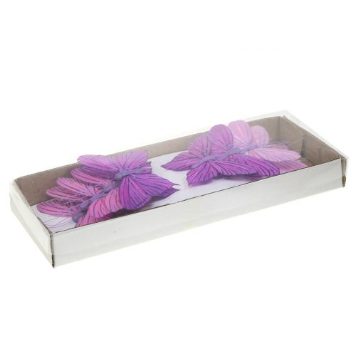 Floristik24 Plunksniniai drugeliai violetiniai 8,5cm 12vnt
