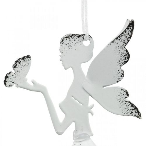 daiktų Pakabinamas pakabukas Elf Dekoracija Metalas Baltas Ø6cm H9cm 4 Vnt