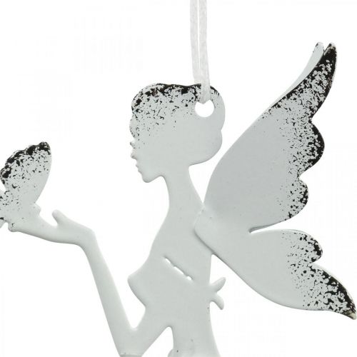 Floristik24 Pakabinamas elf deco metalas baltas Ø7,5cm H12cm 4vnt