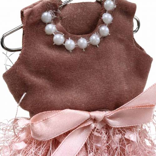 daiktų Kalėdinė elfų suknelė ant pakabos rožinė, ruda/kreminė 16cm 4 vnt. asorti