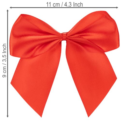 Dekoratyvinis raudonas kaspinėlis, surištas rankdarbiams ir pakavimui, 11 cm, 25 vnt. | Floristik24.lt