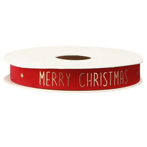 daiktų Šventinė kalėdinė raudona kalėdinė juostelė su auksine raide "Merry Christmas", plotis 15mm, ilgis 5m