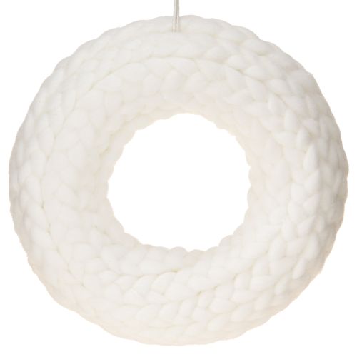 Floristik24 Dekoratyvinis veltinio dekoravimo vilnos vainikas baltas pakabinimui Ø25cm