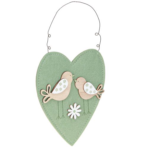 daiktų Veltinio širdelė pakabinamam paukščiui Green Natural 17x21cm 6 vnt