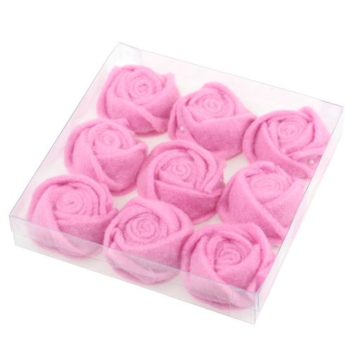 Floristik24 Veltinis rožinis rožinis Ø6,5cm 9vnt