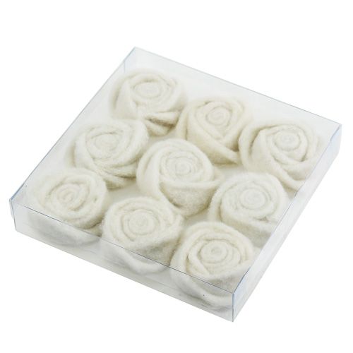 Floristik24 Veltinis rožė baltas Ø6cm 9psl