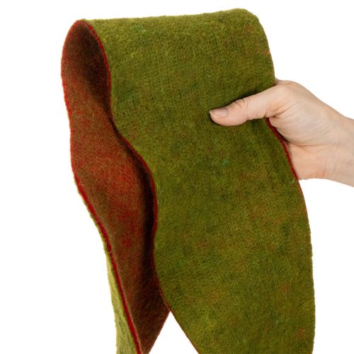 Vilnonio veltinio juosta kaip dviejų spalvų vazonų juosta floristikai, žalia/raudona, 15 cm x 5 m | Floristik24.lt