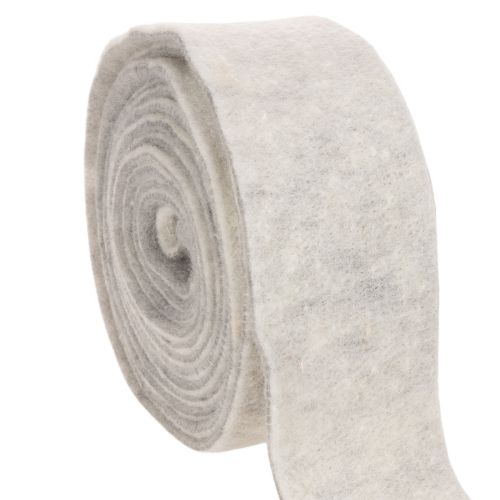 Dvispalvė veltinio juostelė, balta/pilka, pagaminta iš 100 % vilnos, 7,5 cm pločio, 5 m ilgio pirkti | Floristik24.lt