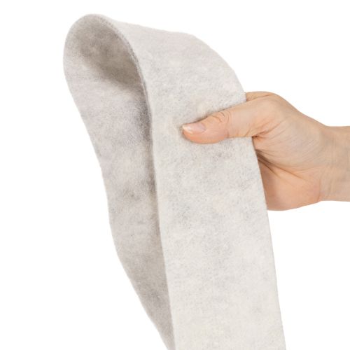 Dvispalvė veltinio juostelė, balta/pilka, pagaminta iš 100 % vilnos, 7,5 cm pločio, 5 m ilgio | Floristik24.lt