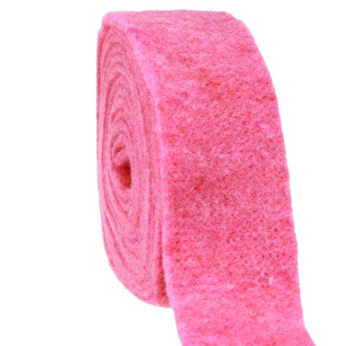 Floristik24 Rožinė veltinio juostelė 7,5cm 5m