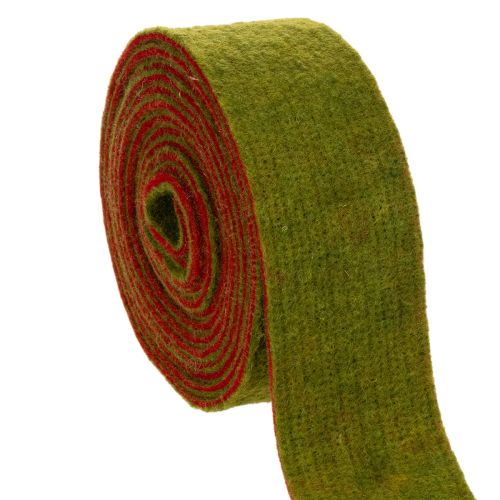 Veltinio juosta, dvispalvė puodų laikiklių juosta, 100 % vilna, raudona/žalia, 7,5 cm pločio, 5 m ilgio pirkti | Floristik24.lt