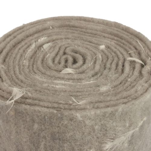 Floristik24 Veltinis kaspinas vilnos juostelė dekoratyvinis audinys pilkas plunksnos vilnos veltinis 15cm 5m