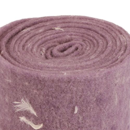 Floristik24 Veltinis kaspinas vilna juostelė dekoratyvinis audinys violetinės plunksnos vilnos veltinis 15cm 5m
