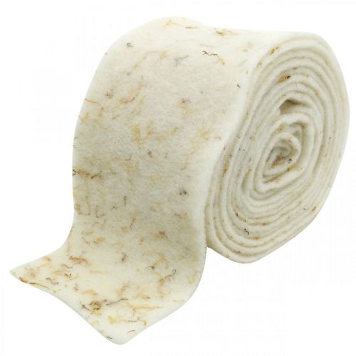 Floristik24 Veltinio juostelės deko kremas su geltonomis gėlėmis vazono juostelė 15cm×5m