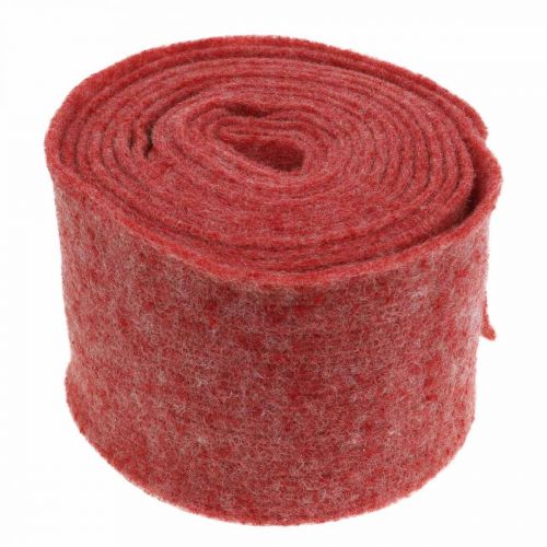 Floristik24 Veltinio juosta, puodo juosta, vilnos veltinis raudonas, baltai margas 15cm 5m